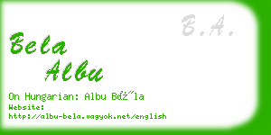 bela albu business card